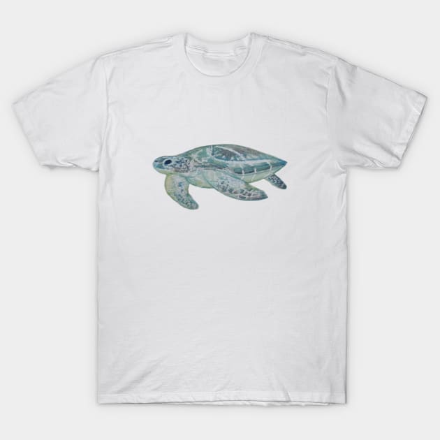 Watercolor Swimming Sea Turtle T-Shirt by WarriorWoman